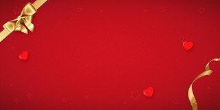 红色简约唯美大气金色丝带爱心星星点点展板背景520节日